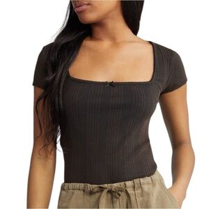 BDG Urban Outfitters Olivia Square Neck Rib Top Size Small